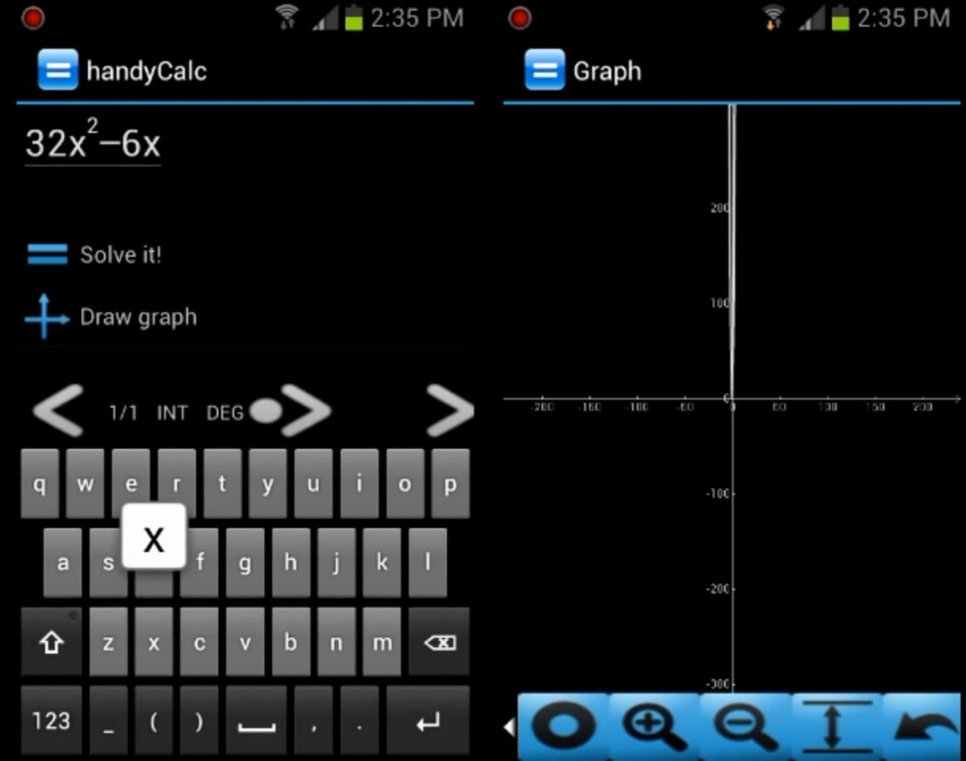 calcular y graficar con handycalc calculator