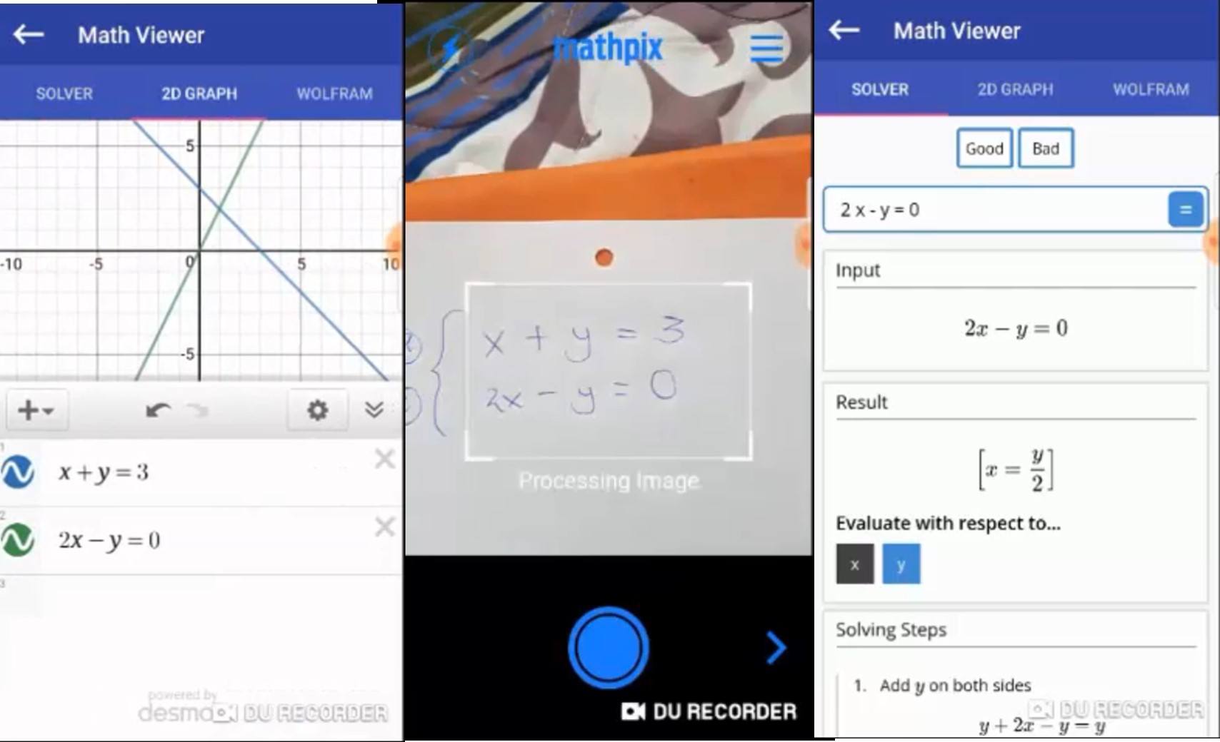 gráfica solución y escaneo con mathpix