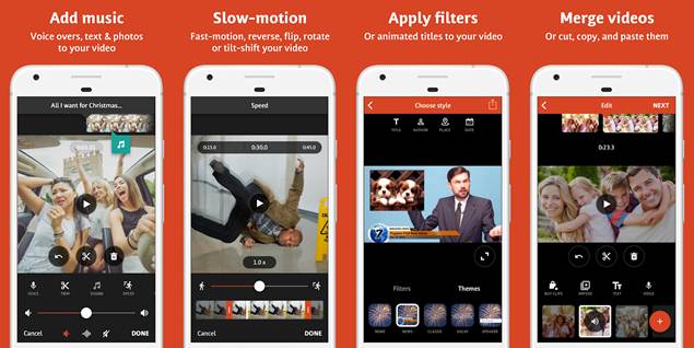 características de la app para grabar vídeos con efectos videoshop