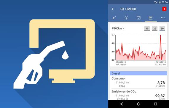 logo y gráficas de consumo en la app