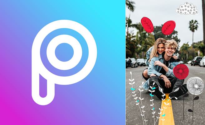 logo y ejemplo de imágen editada con picsart
