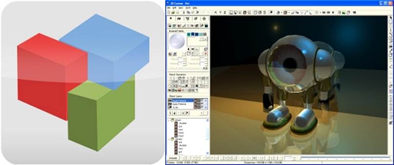 logo y robot diseñado en 3dcrafter