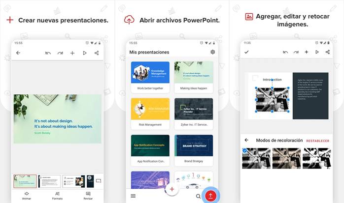 características de la app zoho show